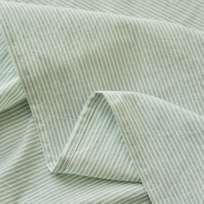 91家纺网 家纺一手货源 找家纺 21度C 2026新款A类全棉水洗棉母婴级床单 密条绿