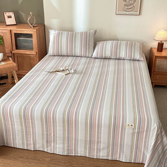 91家纺网 家纺一手货源 找家纺 21度C 2026新款A类全棉水洗棉母婴级床单 沐妍粉