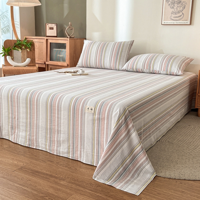 91家纺网 家纺一手货源 找家纺 21度C 2026新款A类全棉水洗棉母婴级床单 沐妍粉