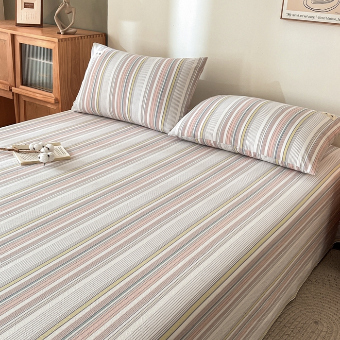 91家纺网 家纺一手货源 找家纺 21度C 2026新款A类全棉水洗棉母婴级床单 沐妍粉