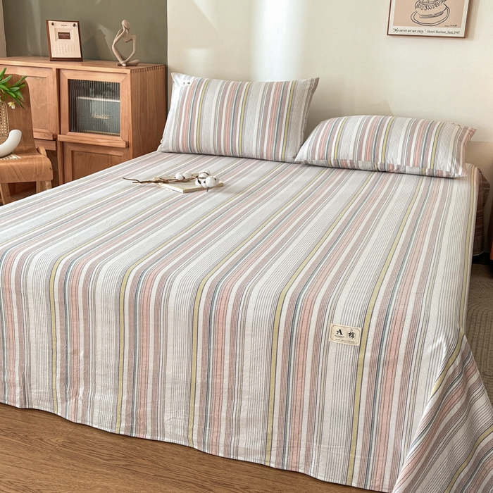 91家纺网 家纺一手货源 找家纺 21度C 2026新款A类全棉水洗棉母婴级床单 沐妍粉