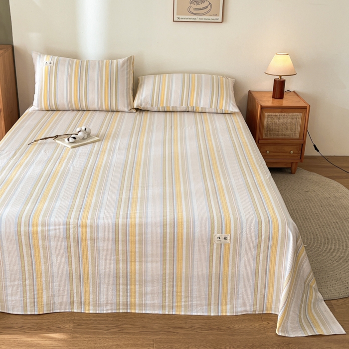 91家纺网 家纺一手货源 找家纺 21度C 2026新款A类全棉水洗棉母婴级床单 沐妍黄