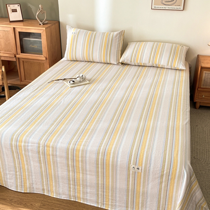 91家纺网 家纺一手货源 找家纺 21度C 2026新款A类全棉水洗棉母婴级床单 沐妍黄