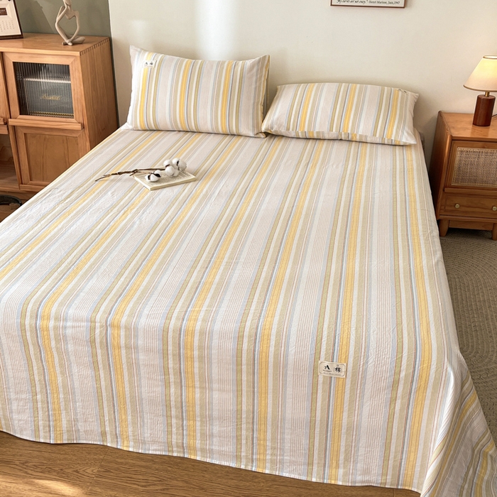 91家纺网 家纺一手货源 找家纺 21度C 2026新款A类全棉水洗棉母婴级床单 沐妍黄