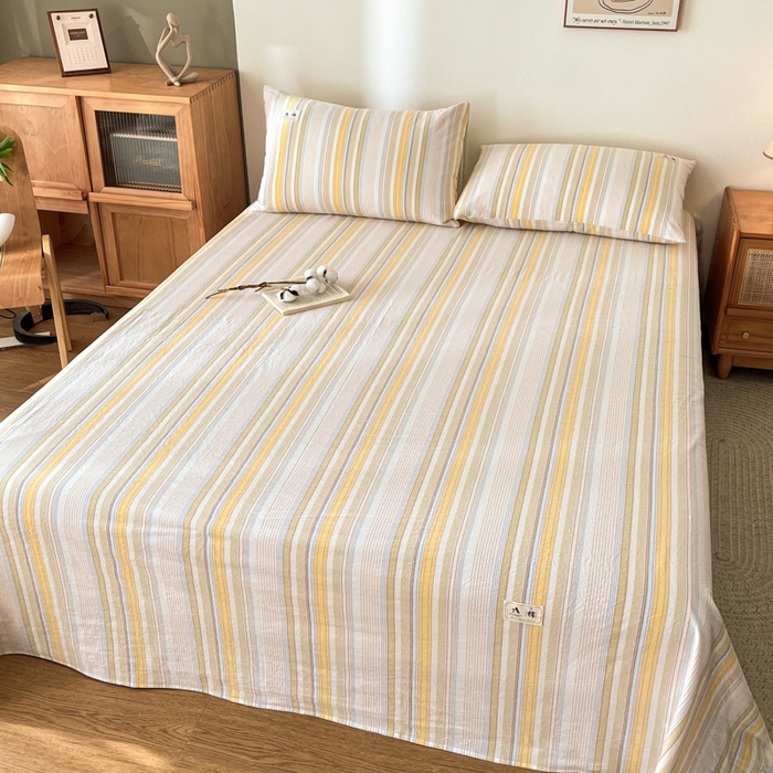 91家纺网 家纺一手货源 找家纺 21度C 2026新款A类全棉水洗棉母婴级床单 沐妍黄