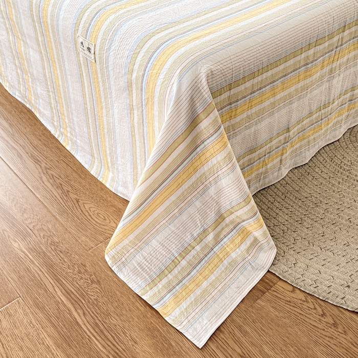 91家纺网 家纺一手货源 找家纺 21度C 2026新款A类全棉水洗棉母婴级床单 沐妍黄