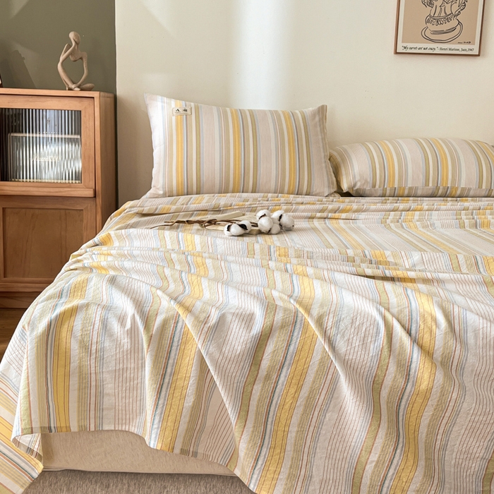 91家纺网 家纺一手货源 找家纺 21度C 2026新款A类全棉水洗棉母婴级床单 沐妍黄