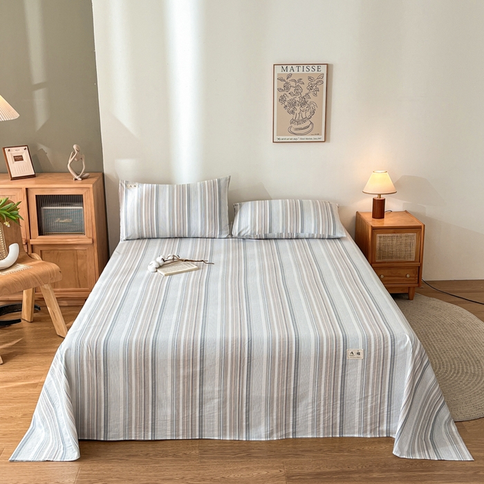 91家纺网 家纺一手货源 找家纺 21度C 2026新款A类全棉水洗棉母婴级床单 沐妍灰