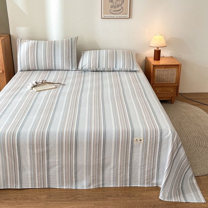 91家纺网 家纺一手货源 找家纺 21度C 2026新款A类全棉水洗棉母婴级床单 沐妍灰