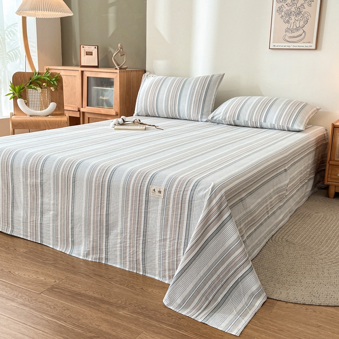 91家纺网 家纺一手货源 找家纺 21度C 2026新款A类全棉水洗棉母婴级床单 沐妍灰