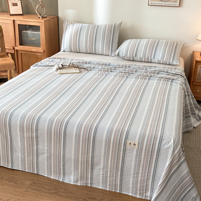 91家纺网 家纺一手货源 找家纺 21度C 2026新款A类全棉水洗棉母婴级床单 沐妍灰