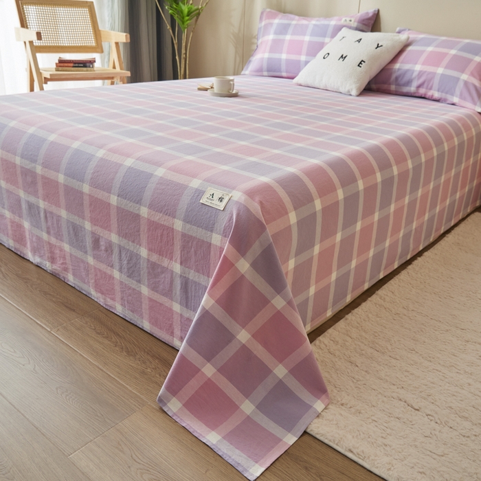 91家纺网 家纺一手货源 找家纺 21度C 2026新款A类全棉水洗棉母婴级床单 凝夜粉