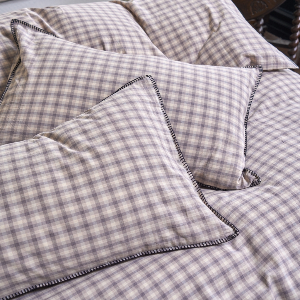 91家纺网 家纺一手货源 找家纺 洋铭区（原狠狠爱） 2026新款色织水洗棉一字边四件套系列 山宇灰格