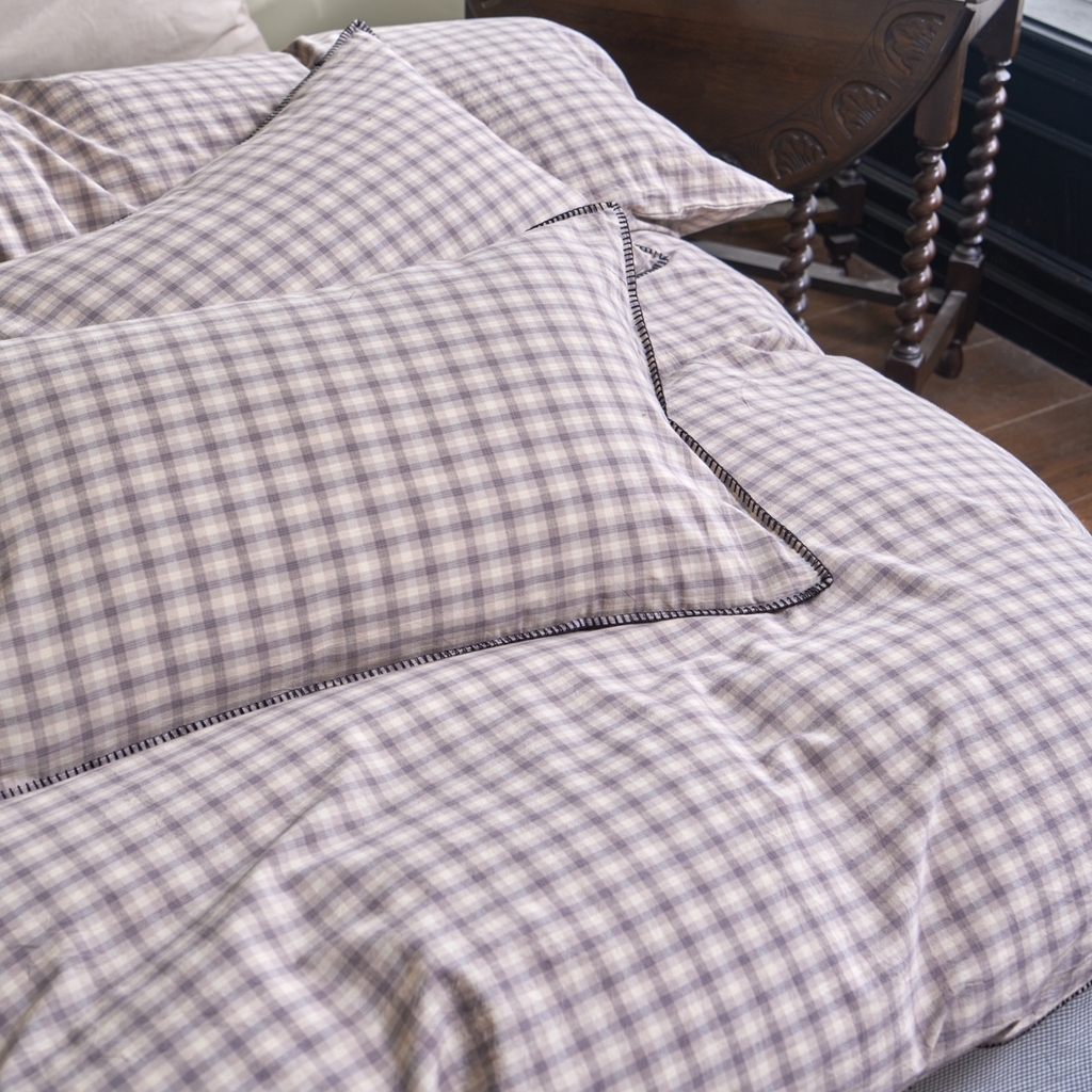 91家纺网 家纺一手货源 找家纺 洋铭区（原狠狠爱） 2026新款色织水洗棉一字边四件套系列 山宇灰格