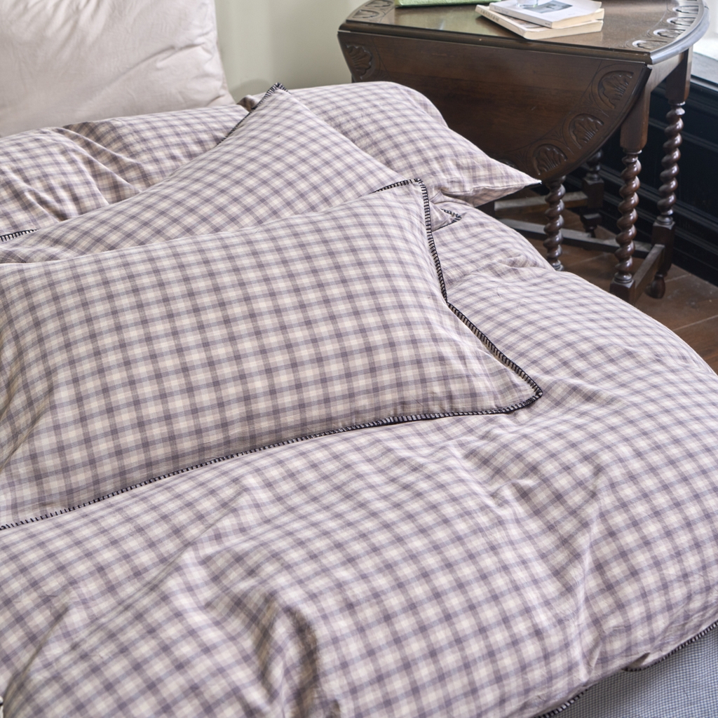 91家纺网 家纺一手货源 找家纺 洋铭区（原狠狠爱） 2026新款色织水洗棉一字边四件套系列 山宇灰格