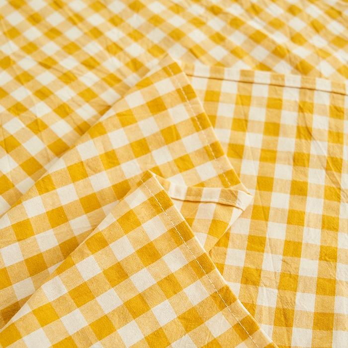 91家纺网 家纺一手货源 找家纺 21度C 2026新款A类全棉水洗棉母婴级床单 浅黄小格