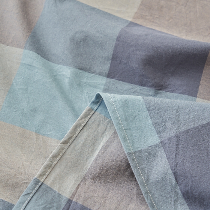 91家纺网 家纺一手货源 找家纺 21度C 2026新款A类全棉水洗棉母婴级床单 青蓝格