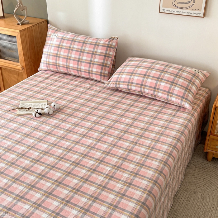 91家纺网 家纺一手货源 找家纺 21度C 2026新款A类全棉水洗棉母婴级床单 雅格粉