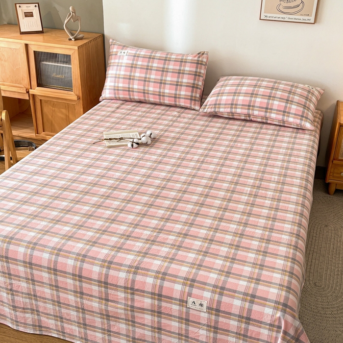 91家纺网 家纺一手货源 找家纺 21度C 2026新款A类全棉水洗棉母婴级床单 雅格粉