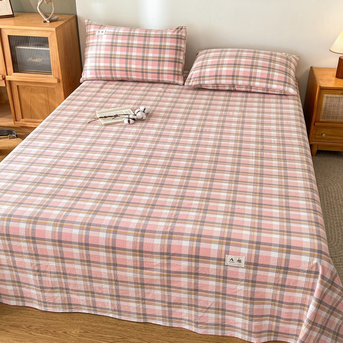 91家纺网 家纺一手货源 找家纺 21度C 2026新款A类全棉水洗棉母婴级床单 雅格粉