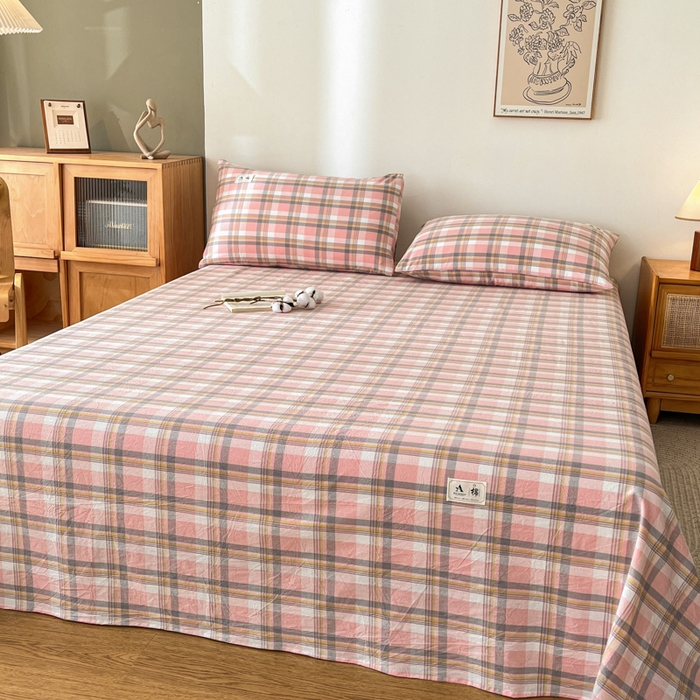 91家纺网 家纺一手货源 找家纺 21度C 2026新款A类全棉水洗棉母婴级床单 雅格粉