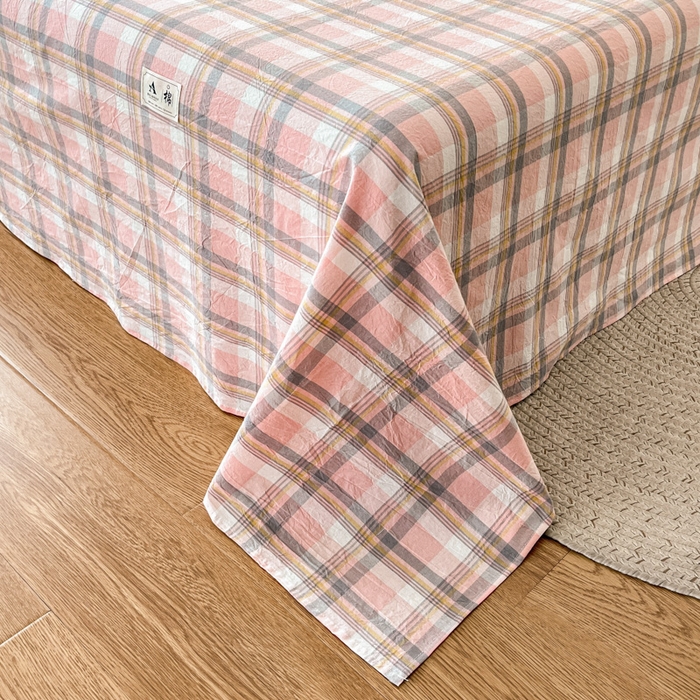 91家纺网 家纺一手货源 找家纺 21度C 2026新款A类全棉水洗棉母婴级床单 雅格粉