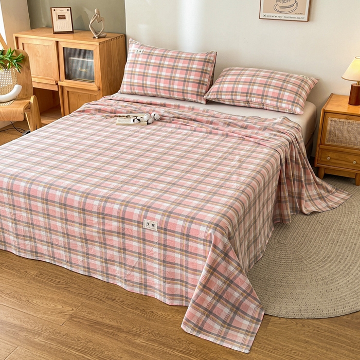 91家纺网 家纺一手货源 找家纺 21度C 2026新款A类全棉水洗棉母婴级床单 雅格粉