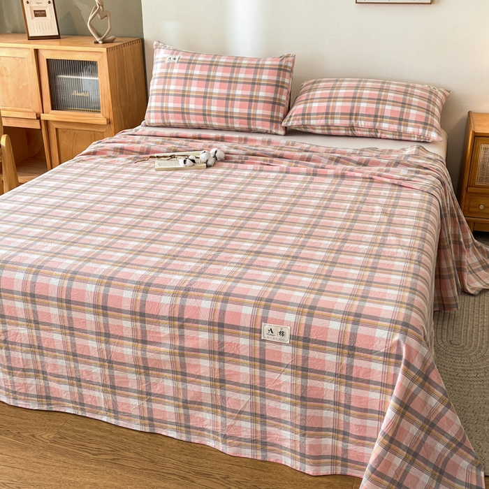 91家纺网 家纺一手货源 找家纺 21度C 2026新款A类全棉水洗棉母婴级床单 雅格粉