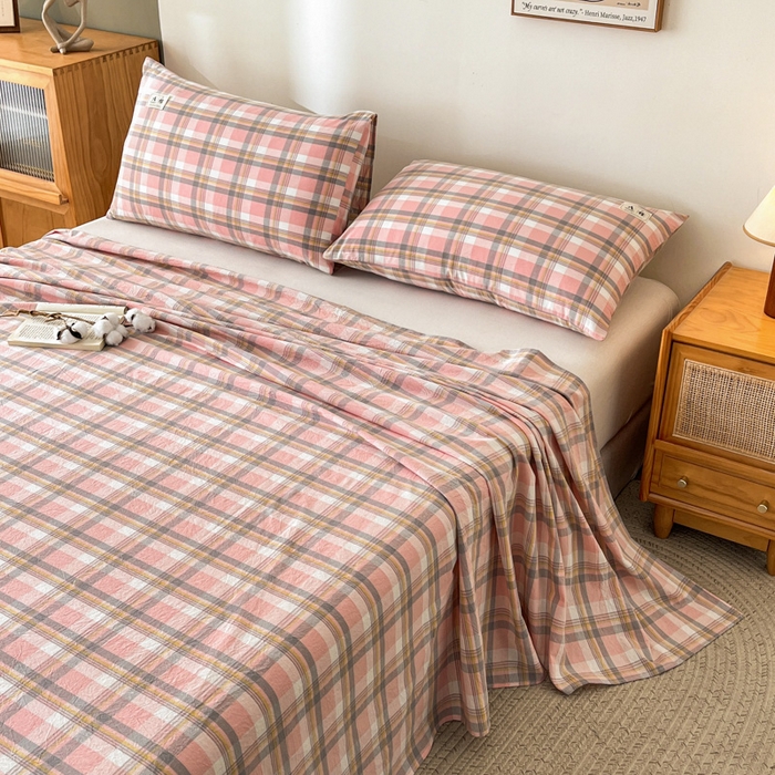 91家纺网 家纺一手货源 找家纺 21度C 2026新款A类全棉水洗棉母婴级床单 雅格粉