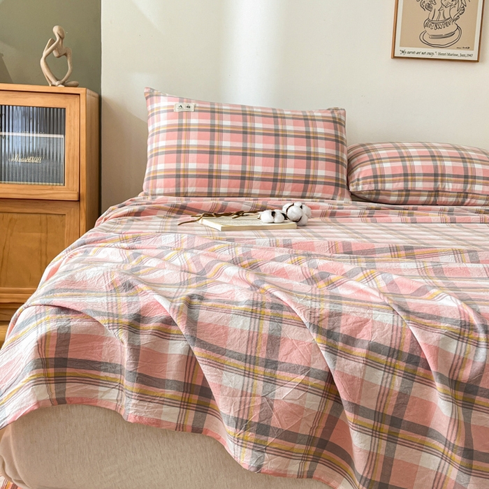 91家纺网 家纺一手货源 找家纺 21度C 2026新款A类全棉水洗棉母婴级床单 雅格粉