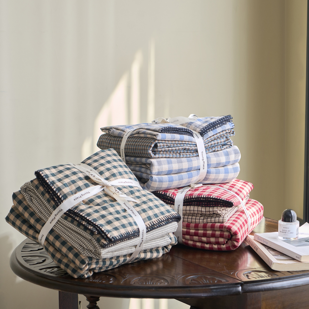 洋铭区（原狠狠爱） 2026新款色织水洗棉一字边四件套系列 组合