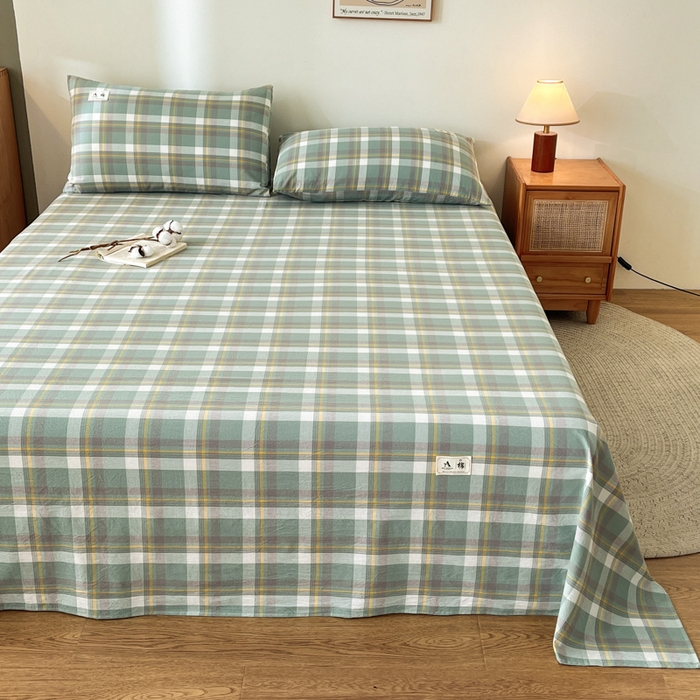 91家纺网 家纺一手货源 找家纺 21度C 2026新款A类全棉水洗棉母婴级床单 雅格绿