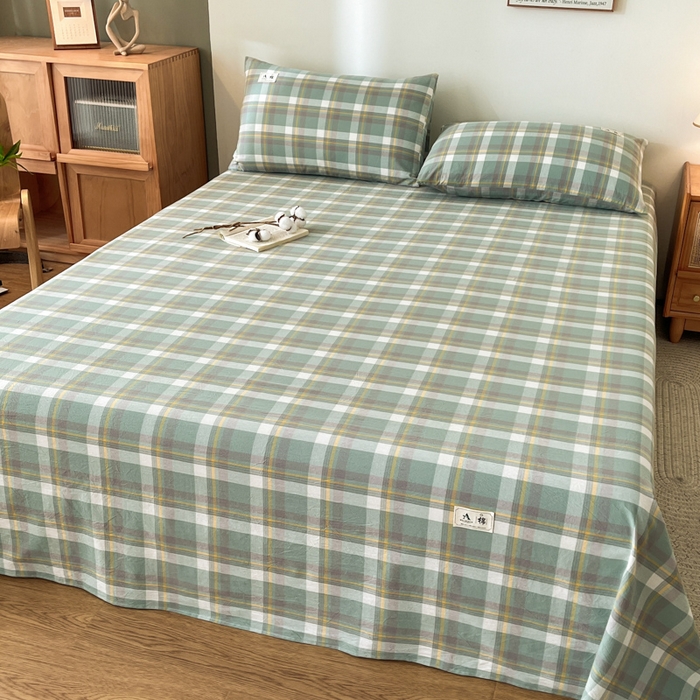 91家纺网 家纺一手货源 找家纺 21度C 2026新款A类全棉水洗棉母婴级床单 雅格绿