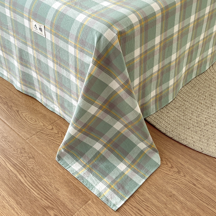 91家纺网 家纺一手货源 找家纺 21度C 2026新款A类全棉水洗棉母婴级床单 雅格绿