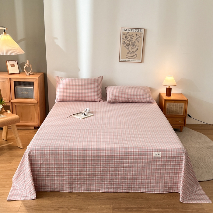 91家纺网 家纺一手货源 找家纺 21度C 2026新款A类全棉水洗棉母婴级床单 洋气红