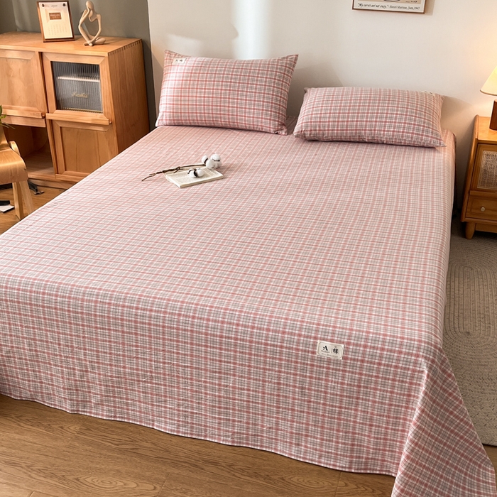 91家纺网 家纺一手货源 找家纺 21度C 2026新款A类全棉水洗棉母婴级床单 洋气红