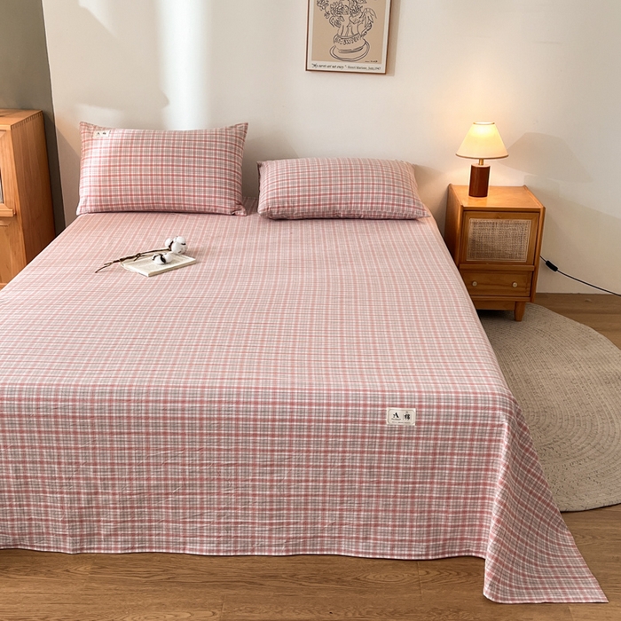 91家纺网 家纺一手货源 找家纺 21度C 2026新款A类全棉水洗棉母婴级床单 洋气红