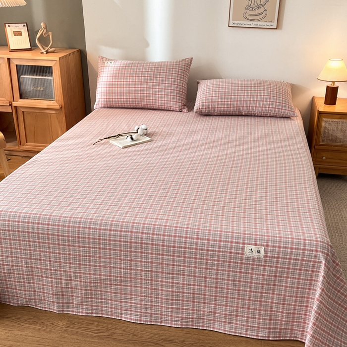 91家纺网 家纺一手货源 找家纺 21度C 2026新款A类全棉水洗棉母婴级床单 洋气红