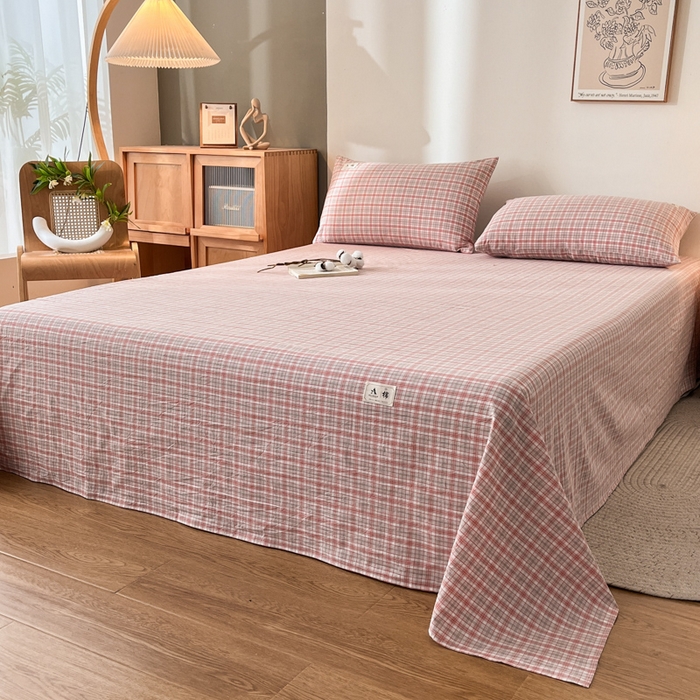 91家纺网 家纺一手货源 找家纺 21度C 2026新款A类全棉水洗棉母婴级床单 洋气红