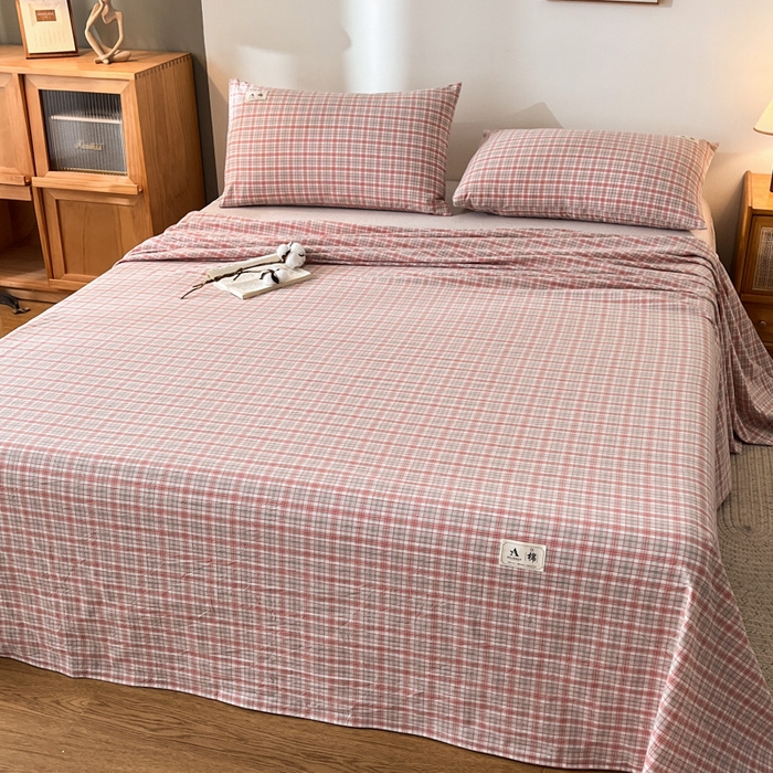 91家纺网 家纺一手货源 找家纺 21度C 2026新款A类全棉水洗棉母婴级床单 洋气红