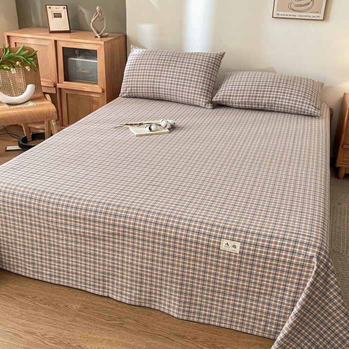 91家纺网 家纺一手货源 找家纺 21度C 2026新款A类全棉水洗棉母婴级床单 洋气咖