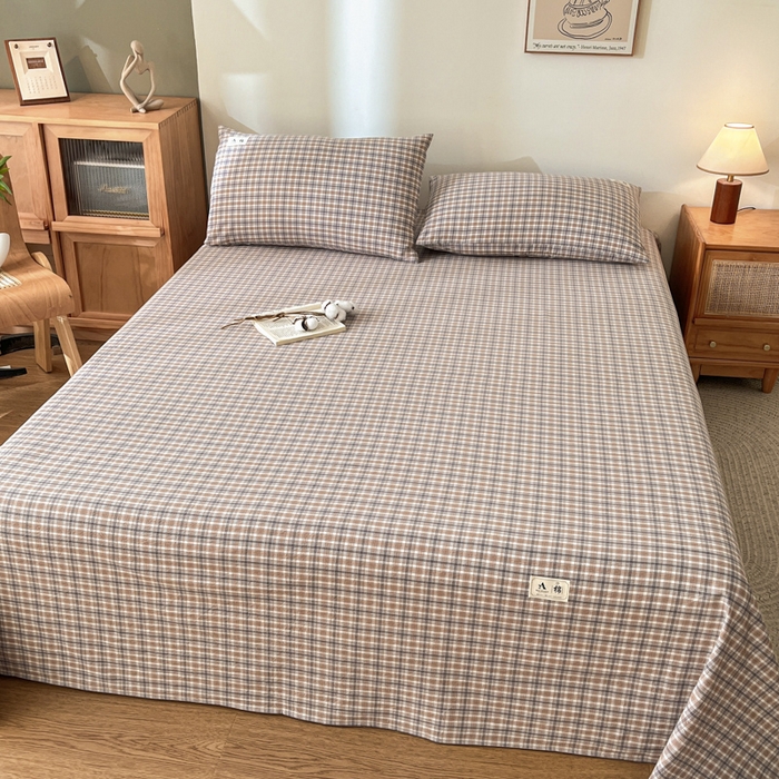 91家纺网 家纺一手货源 找家纺 21度C 2026新款A类全棉水洗棉母婴级床单 洋气咖