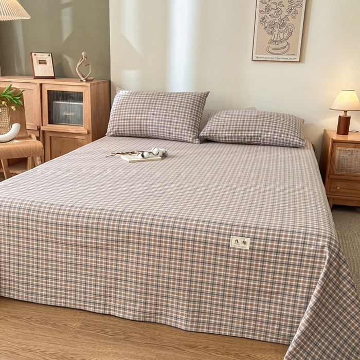 91家纺网 家纺一手货源 找家纺 21度C 2026新款A类全棉水洗棉母婴级床单 洋气咖