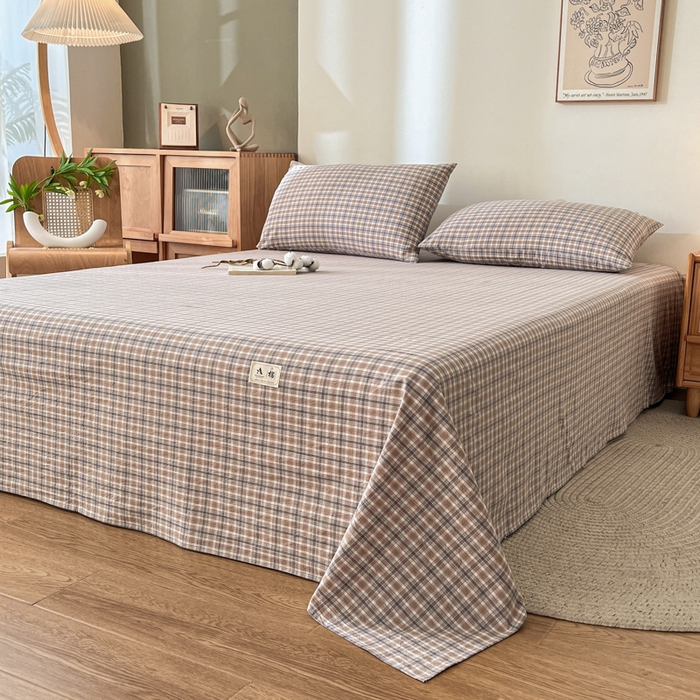 91家纺网 家纺一手货源 找家纺 21度C 2026新款A类全棉水洗棉母婴级床单 洋气咖