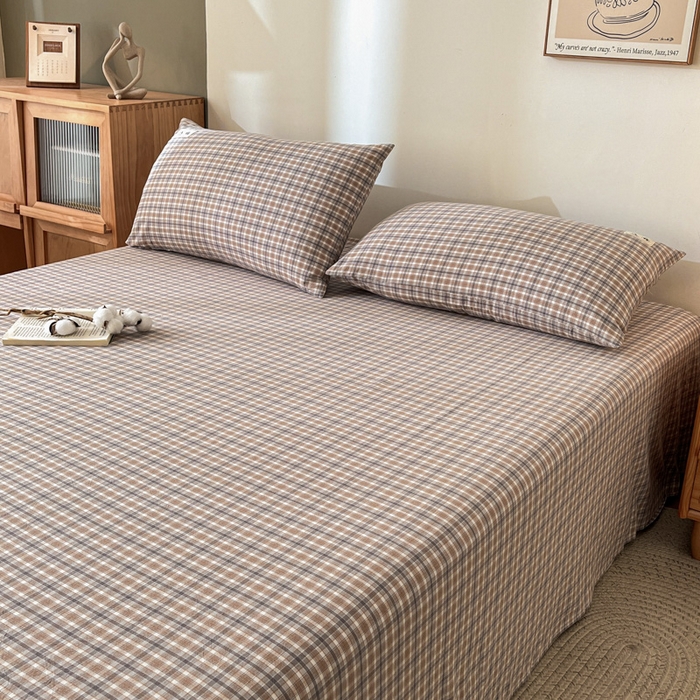 91家纺网 家纺一手货源 找家纺 21度C 2026新款A类全棉水洗棉母婴级床单 洋气咖