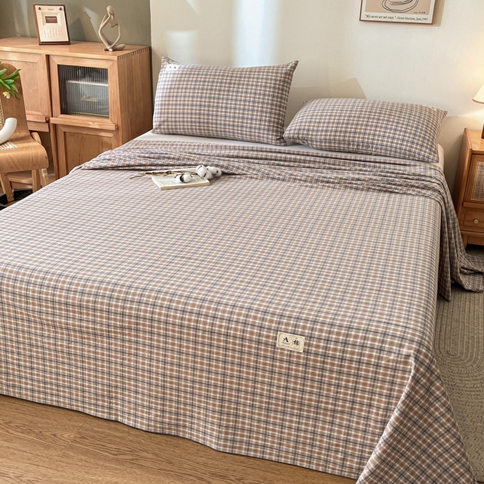 91家纺网 家纺一手货源 找家纺 21度C 2026新款A类全棉水洗棉母婴级床单 洋气咖