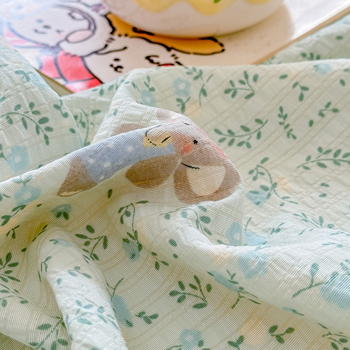 91家纺网 家纺一手货源 找家纺 壹号库 2025新款A类提花有氧彩竺绵四件套 快乐小象