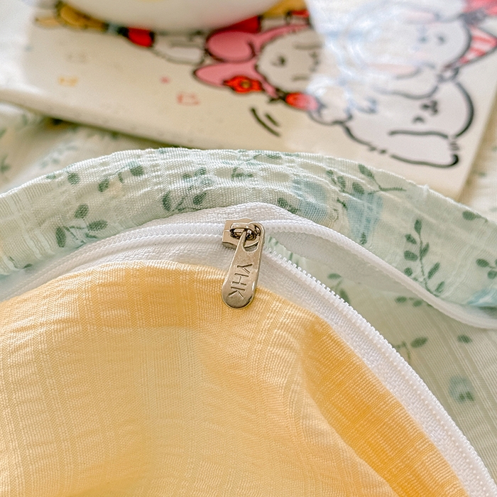 91家纺网 家纺一手货源 找家纺 壹号库 2025新款A类提花有氧彩竺绵四件套 快乐小象