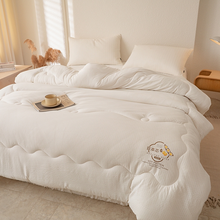 91家纺网 家纺一手货源 找家纺 壹号库家纺 2026新款A类春秋被大豆被冬被 白色