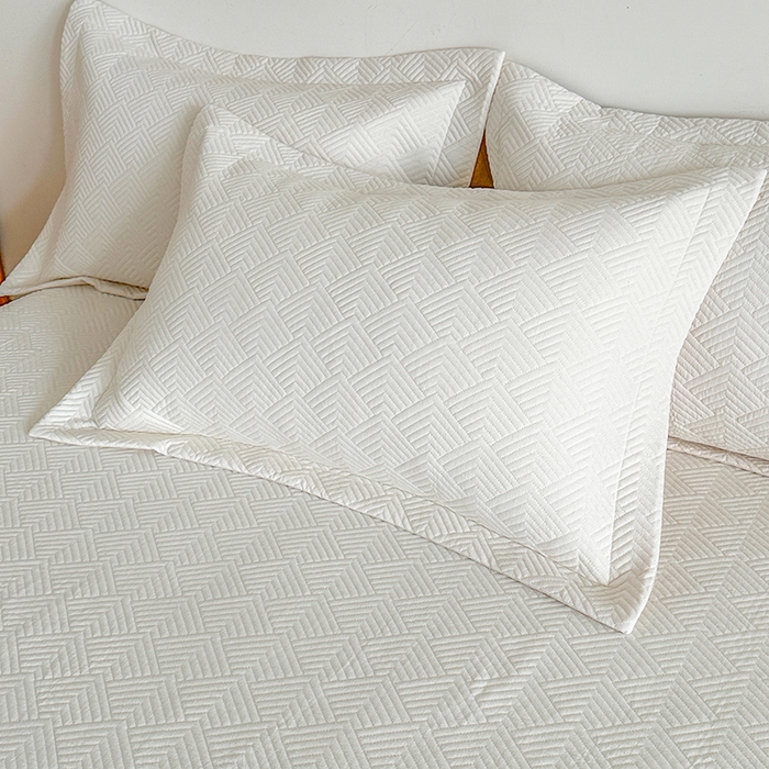 91家纺网 家纺一手货源 找家纺 欧夏家纺 2026新款欧式棉麻床盖三件套夹棉床盖床护垫 波浪纹